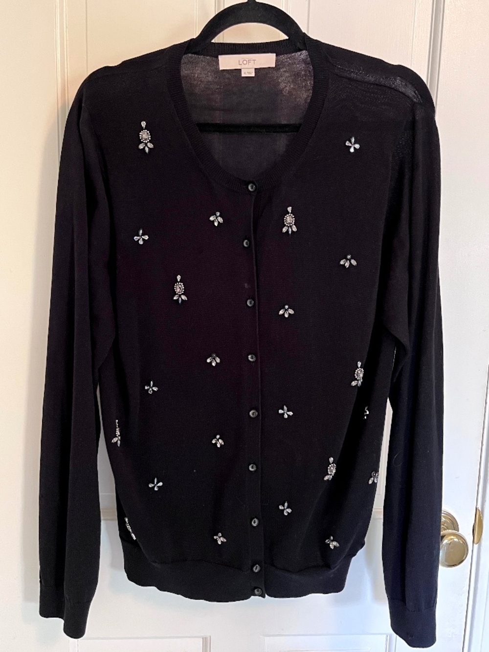 Talbots XL Black Sweater with Embellished Rhinestones